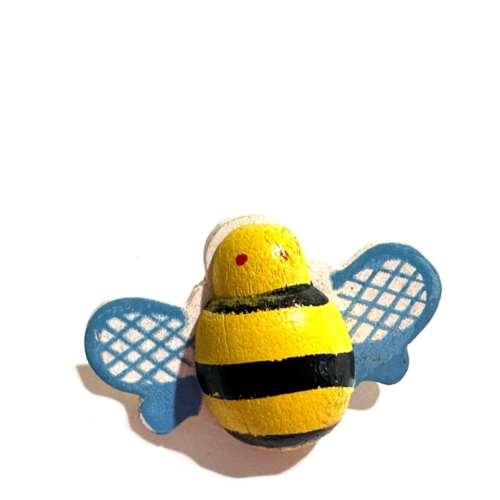 Adorable Wooden Honey Bee Scatter Pin Brooch Handcrafted & Hand Painted